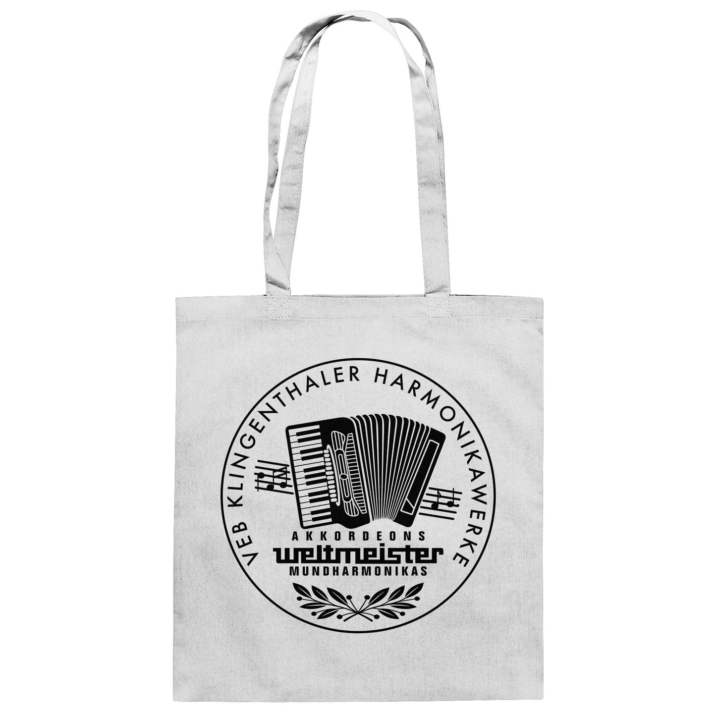 DDR Ostalgie Baumwolltasche • WELTMEISTER VEB KLINGENTHALER HARMONIKAWERKE