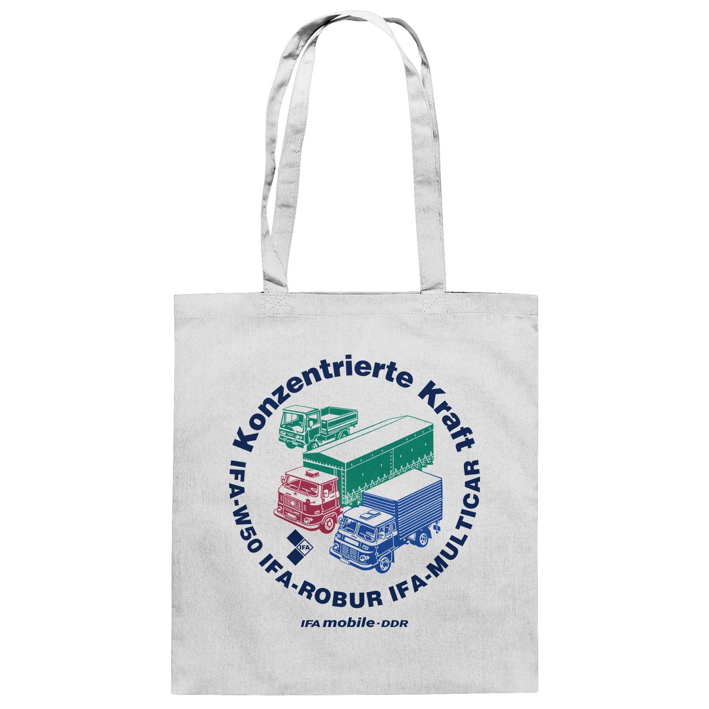 DDR Ostalgie Baumwolltasche • IFA KONZENTRIERTE KRAFT - W50, ROBUR, MULTICAR (ORIGINAL WIMPELMOTIV)