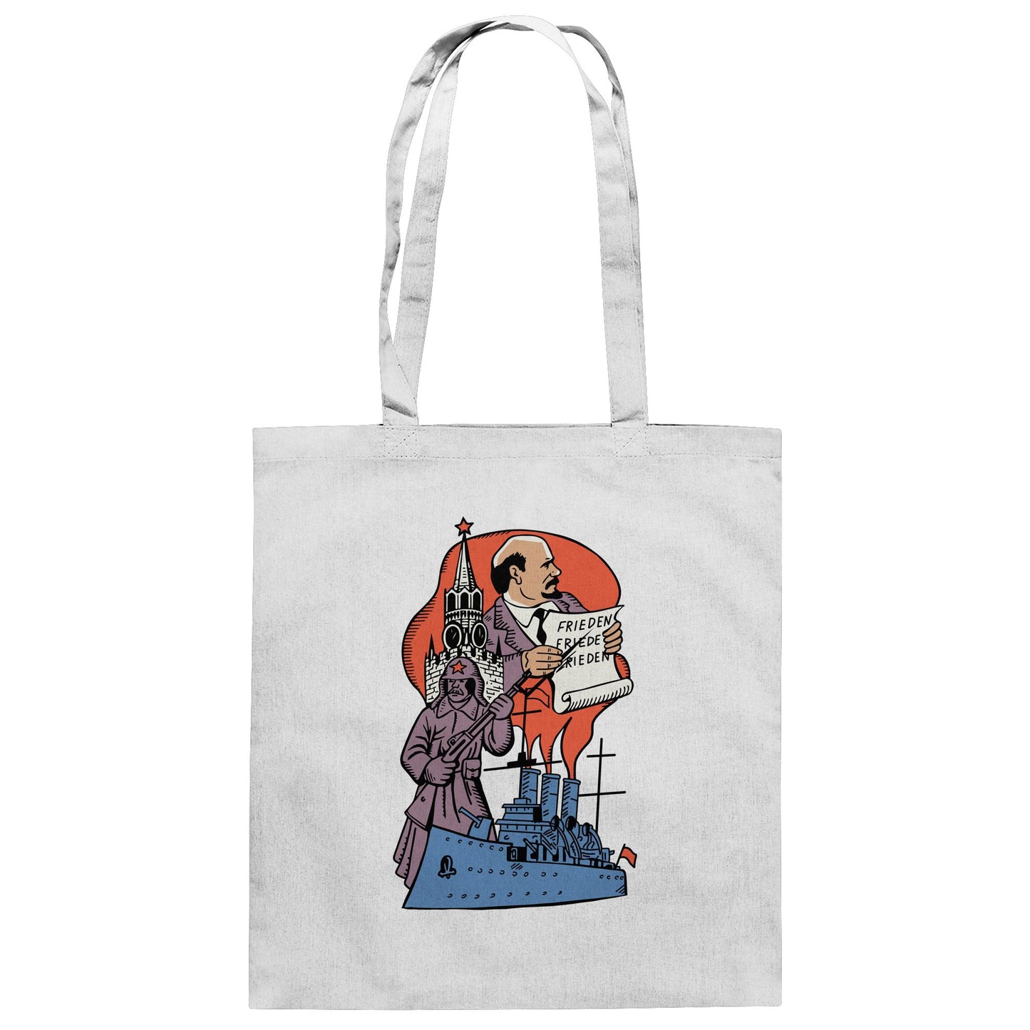 DDR Ostalgie Baumwolltasche • JAHRESTAG OKTOBERREVOLUTION 1917 (ORIGINAL POSTSTEMPEL)