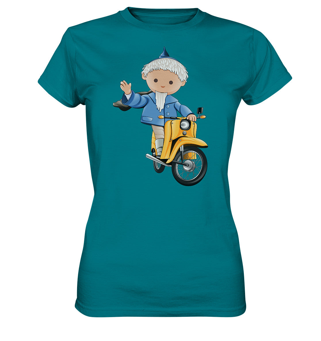 DDR Ostalgie Shirt Mädels • UNSER SANDMÄNNCHEN - AUF DER SCHWALBE - BLAU (PU-137, 1973)