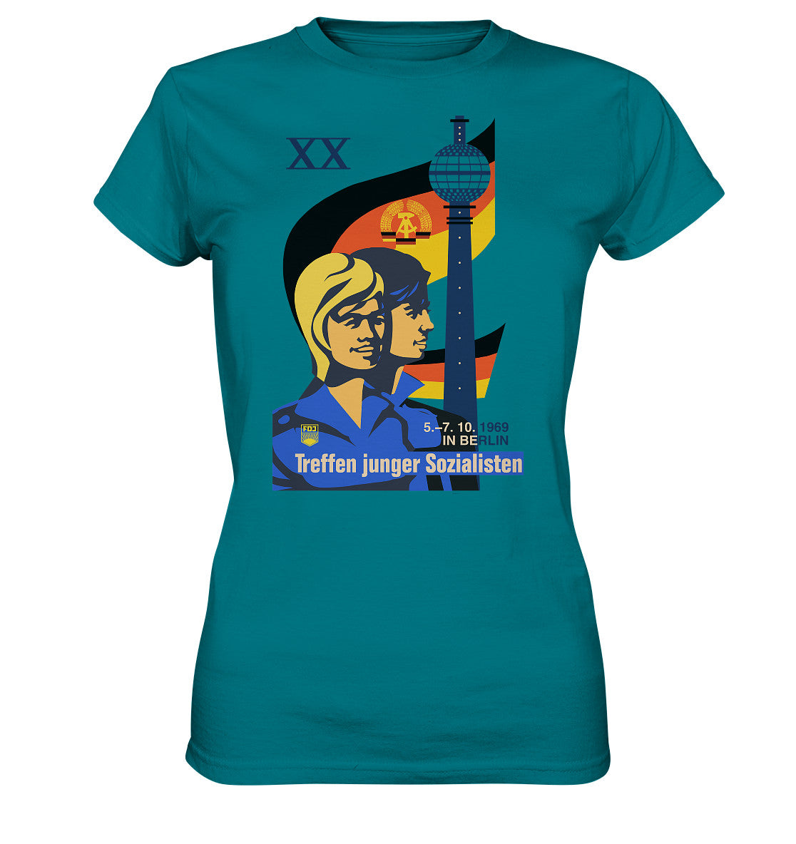 DDR Ostalgie Shirt Mädels • TREFFEN JUNGER SOZIALISTEN BERLIN 1969 (ORIGINAL PLAKAT)