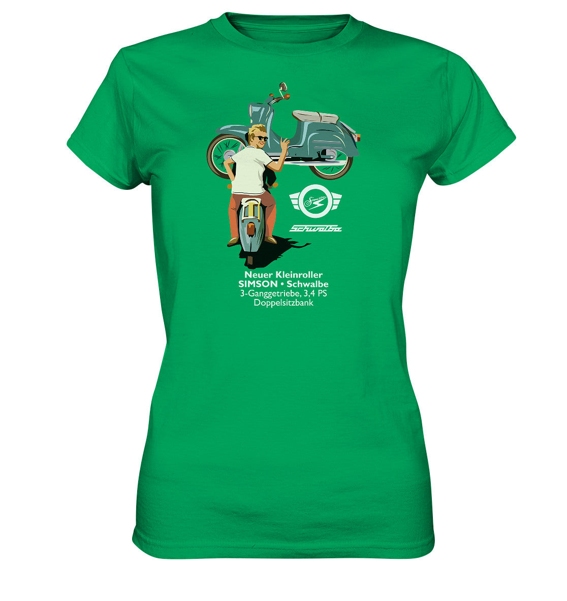 DDR Ostalgie Shirt Mädels • SIMSON SCHWALBE - ORIGINAL WERBUNG 1964 - PLAKAT