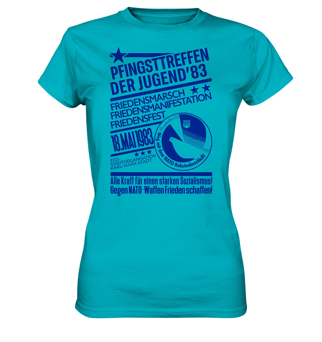 DDR Ostalgie Shirt Mädels • PFINGSTTREFFEN 1983 - GEGEN NATO-WAFFEN - ORIGINAL ILLUSTRATION