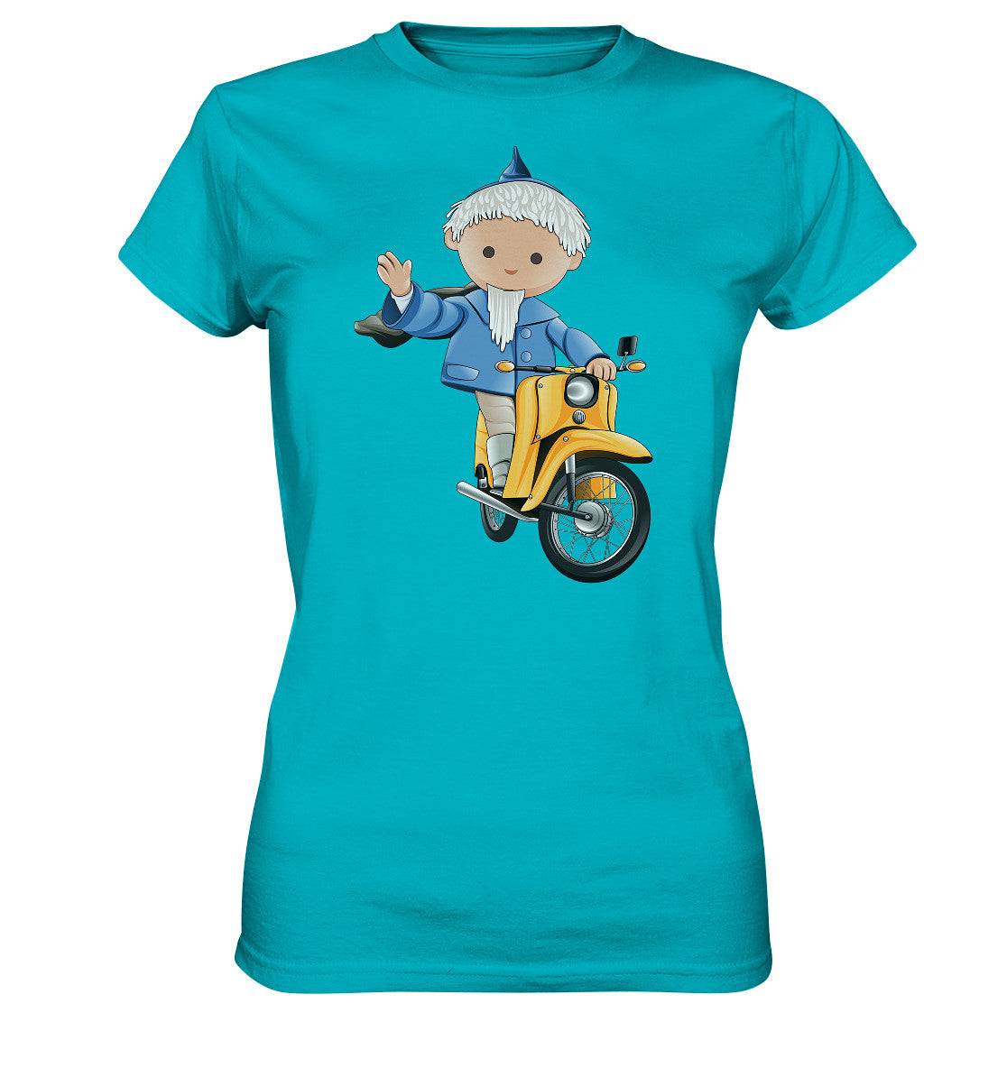 DDR Ostalgie Shirt Mädels • UNSER SANDMÄNNCHEN - AUF DER SCHWALBE - BLAU (PU-137, 1973)