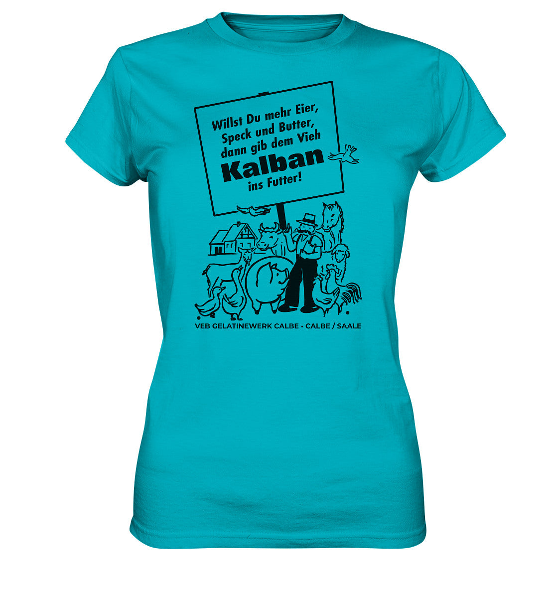 DDR Ostalgie Shirt Mädels • KALBAN, VEB GELATINEWERK CALBE - ORIGINALPLAKAT