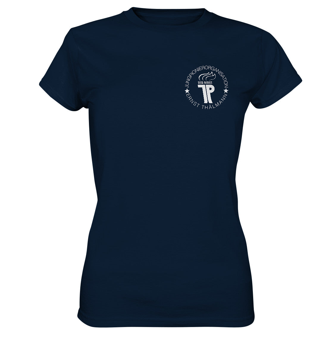 DDR Ostalgie Shirt Mädels • JUNGE PIONERE BRUST BADGE - dunkel