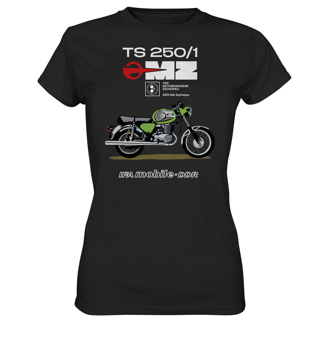 DDR Ostalgie Shirt Mädels • MZ TS 250 GRÜN (ORIGINAL DDR-PLAKAT)