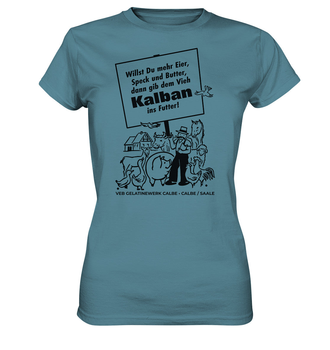 DDR Ostalgie Shirt Mädels • KALBAN, VEB GELATINEWERK CALBE - ORIGINALPLAKAT
