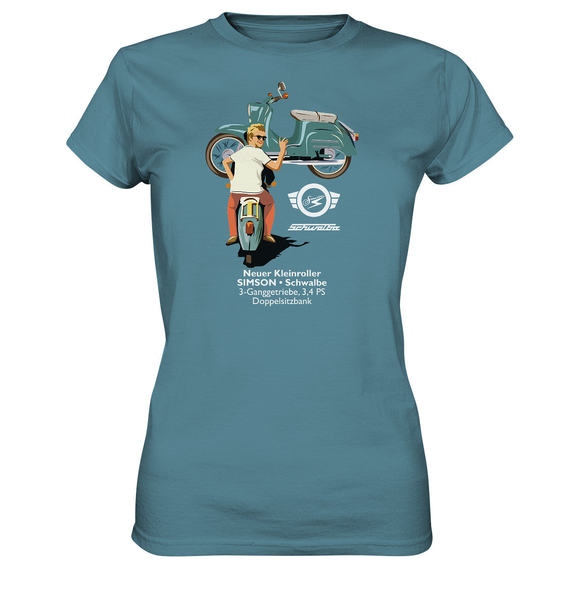 DDR Ostalgie Shirt Mädels • SIMSON SCHWALBE - ORIGINAL WERBUNG 1964 - PLAKAT