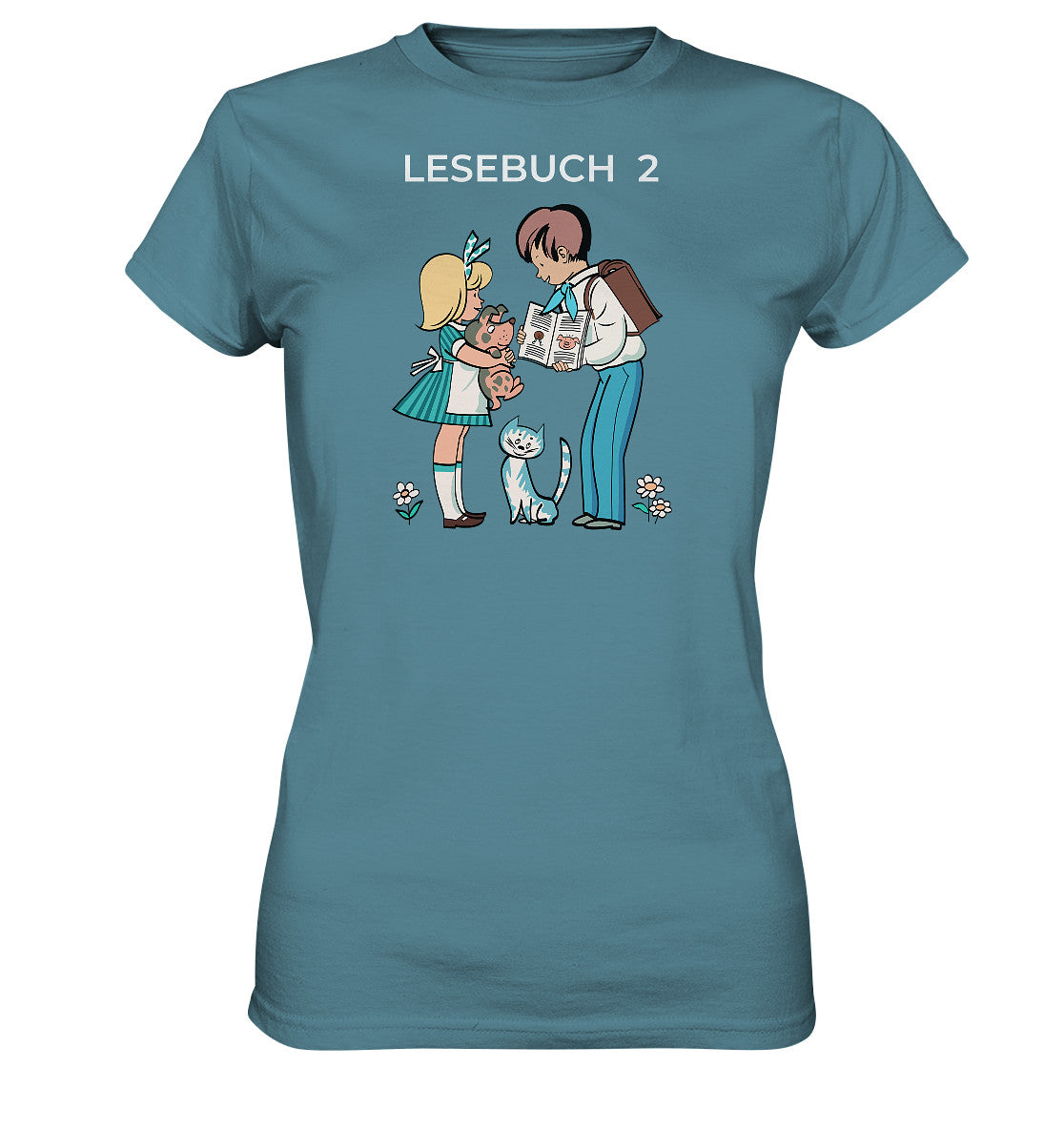 DDR Ostalgie Shirt Mädels • LESEBUCH 2. KLASSE DDR