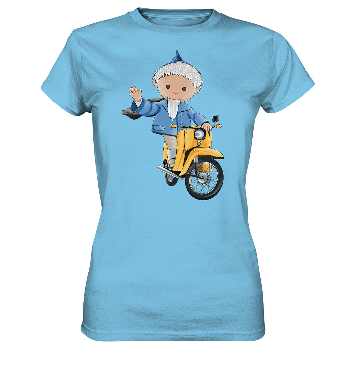 DDR Ostalgie Shirt Mädels • UNSER SANDMÄNNCHEN - AUF DER SCHWALBE - BLAU (PU-137, 1973)