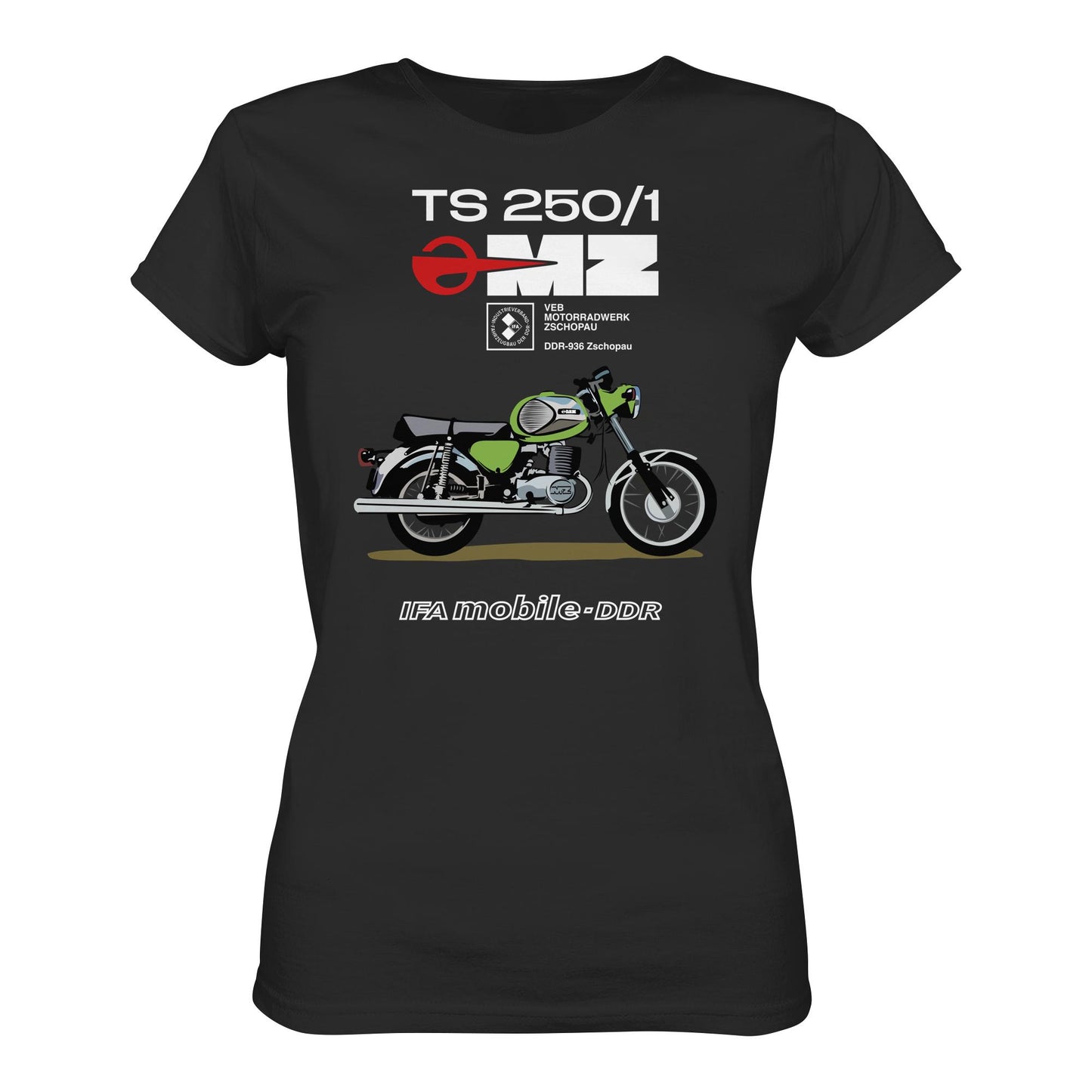 DDR Ostalgie Shirt Mädels • MZ TS 250 GRÜN (ORIGINAL DDR-PLAKAT)