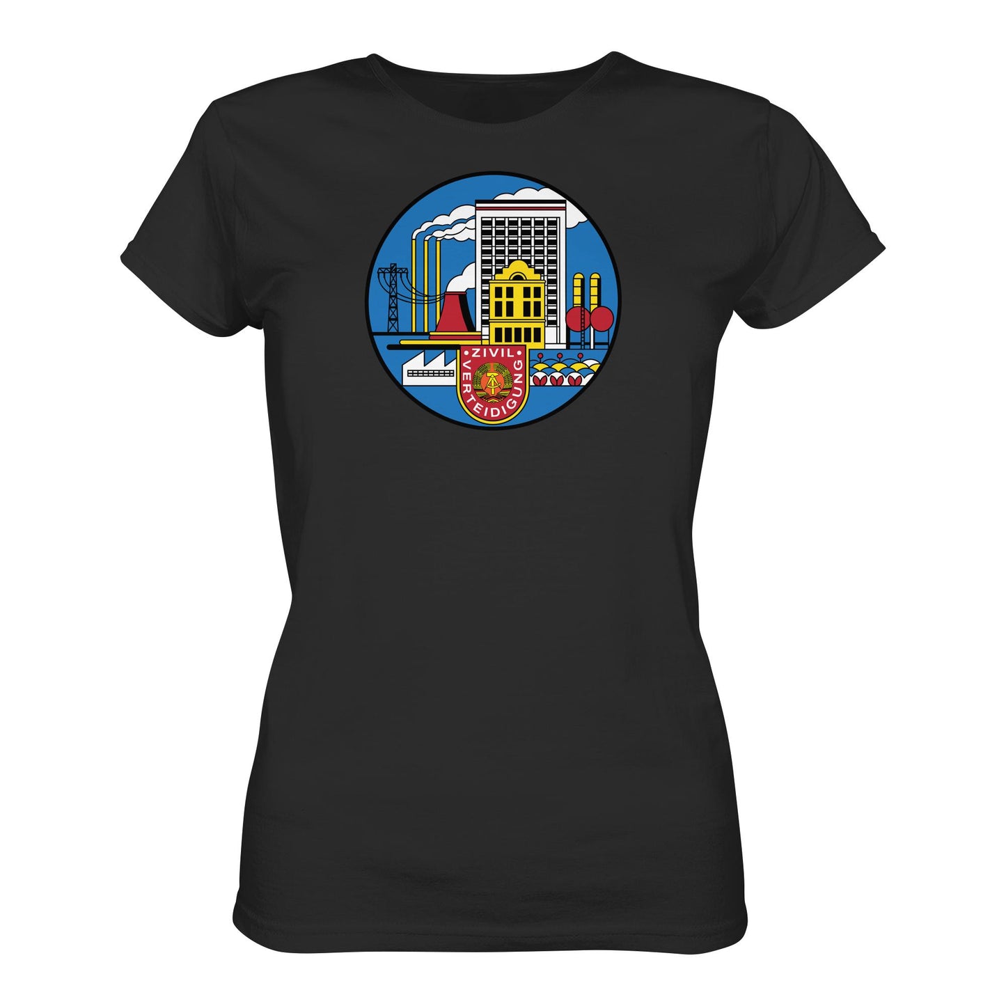 DDR Ostalgie Shirt Mädels • DDR ZIVILVERTEIDIGUNG (ORIGINAL GLAS-DESIGN)