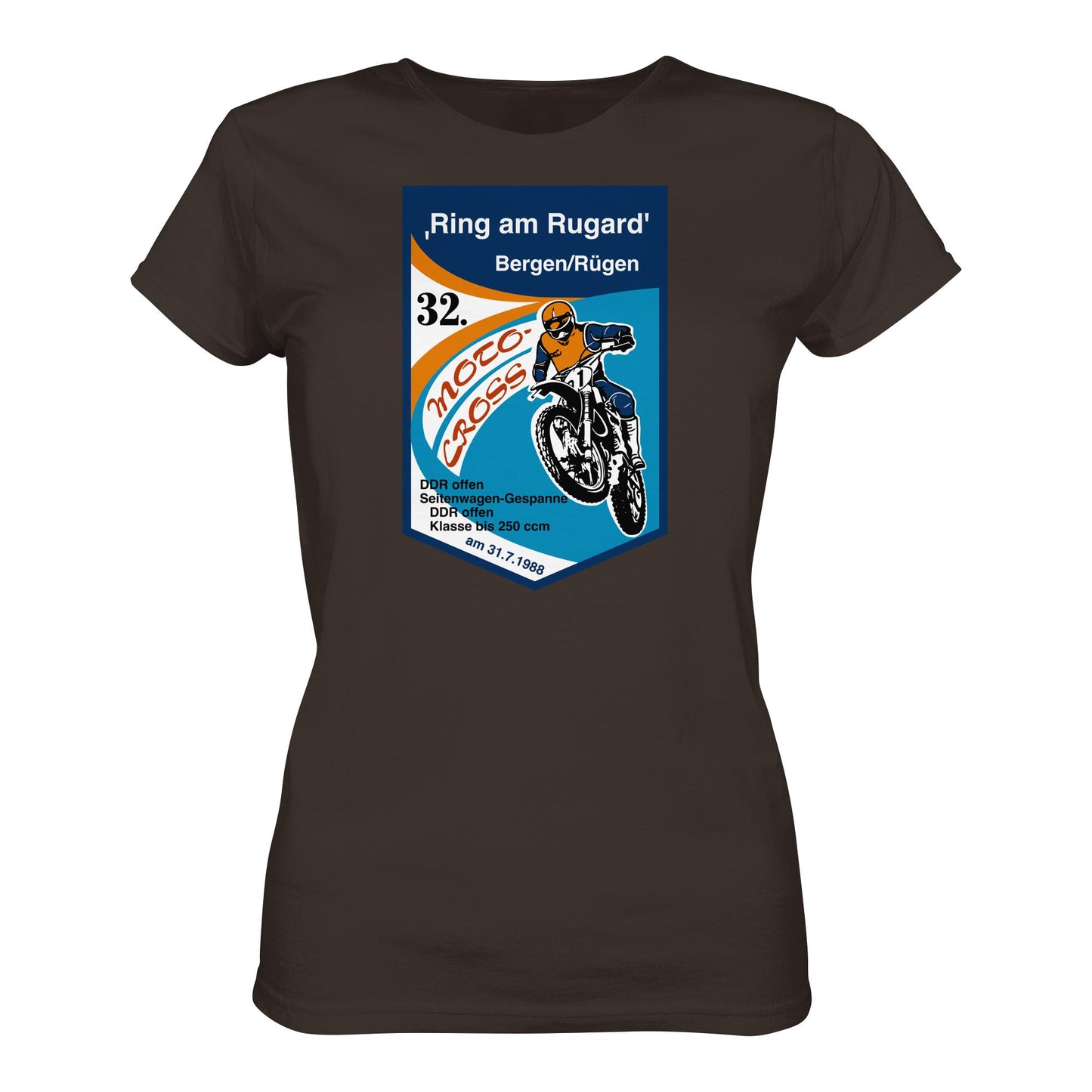DDR Ostalgie Shirt Mädels • RING AM RUGARD, RÜGEN 32. MOTO-CROSS-RENNEN 1988 (ORIGINAL-WIMPEL)