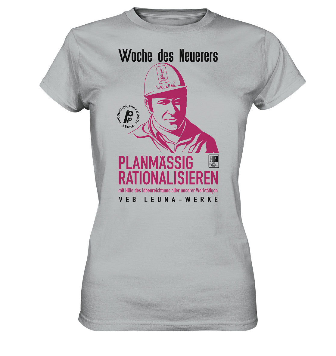 DDR Ostalgie Shirt Mädels • LEUNA - PLANMÄSSIG RATIONALISIEREN (DDR-ORIGINAL-PLAKAT)
