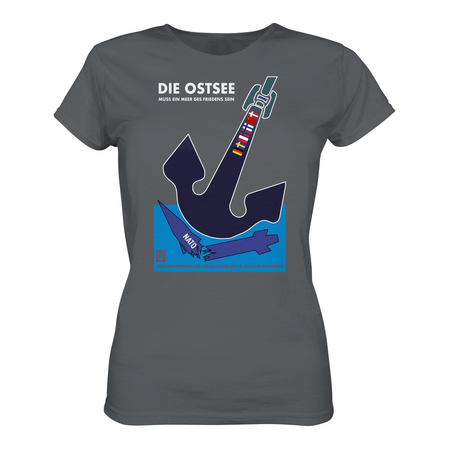 DDR Ostalgie Shirt Mädels • DIE OSTSEE MUSS EIN MEER DES FRIEDENS SEIN, ARBEITERKONFERENZ 1958