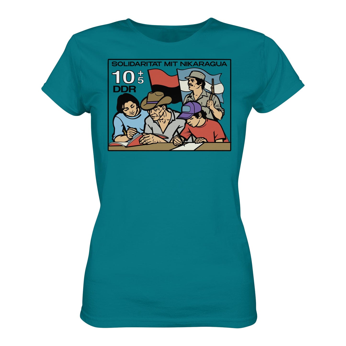 DDR Ostalgie Shirt Mädels • SOLIDARITÄT MIT NIKARAGUA (DDR-BRIEFMARKE)