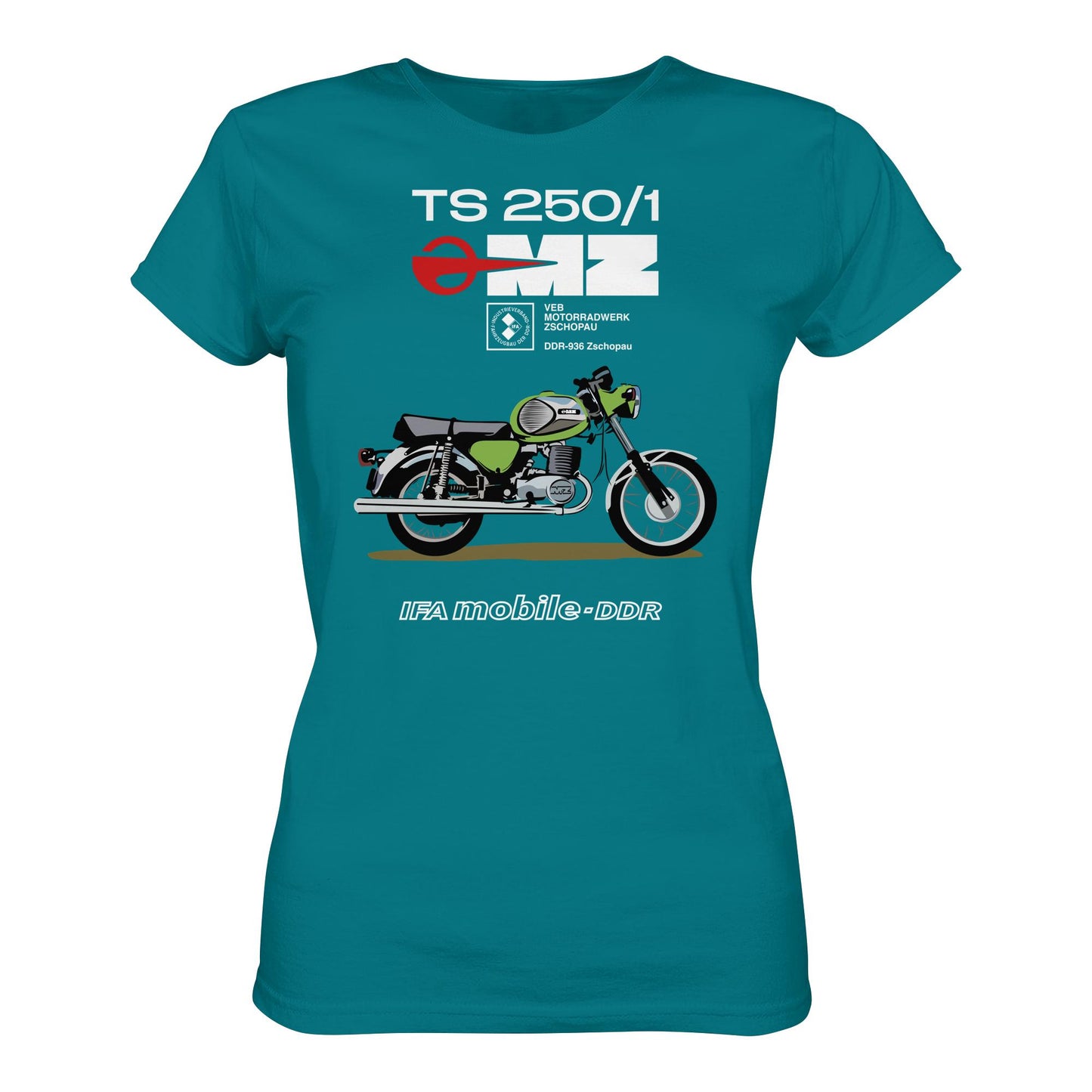 DDR Ostalgie Shirt Mädels • MZ TS 250 GRÜN (ORIGINAL DDR-PLAKAT)