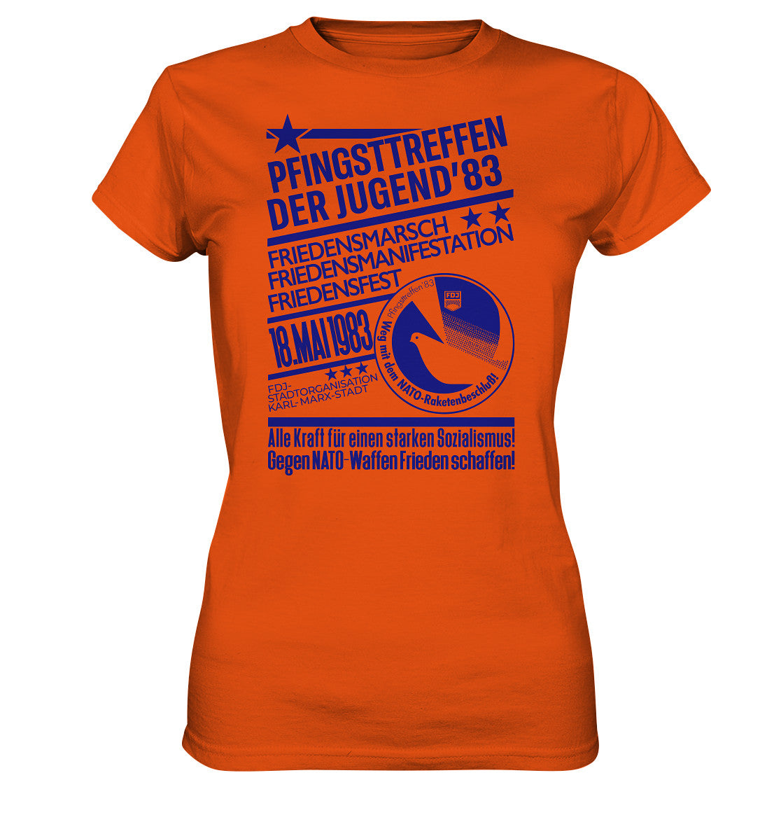 DDR Ostalgie Shirt Mädels • PFINGSTTREFFEN 1983 - GEGEN NATO-WAFFEN - ORIGINAL ILLUSTRATION