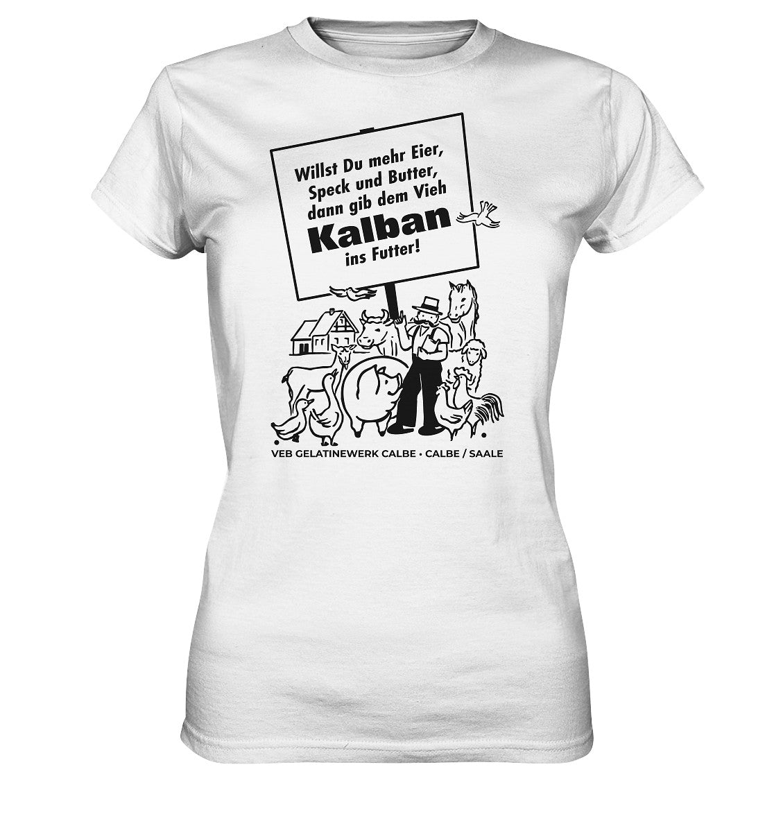 DDR Ostalgie Shirt Mädels • KALBAN, VEB GELATINEWERK CALBE - ORIGINALPLAKAT
