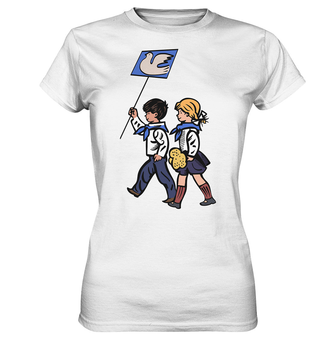 DDR Ostalgie Shirt Mädels • KLEINE WEISSE FRIEDENSTAUBE - ILLUSTRATION UNSERE FIBEL
