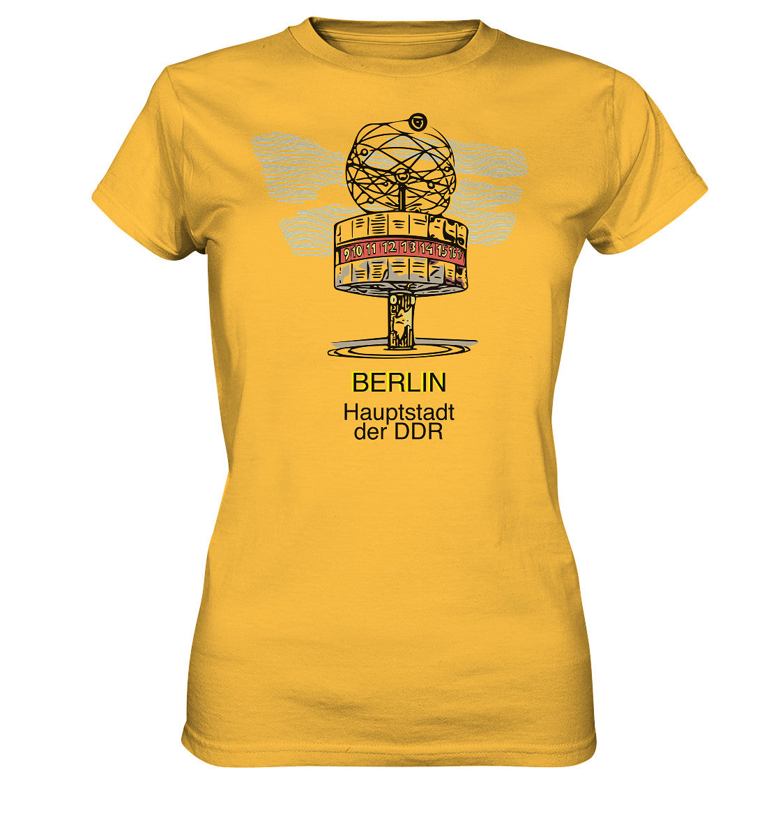 DDR Ostalgie Shirt Mädels • BERLIN - WELTZEITUHR - ORIGINAL WIMPEL