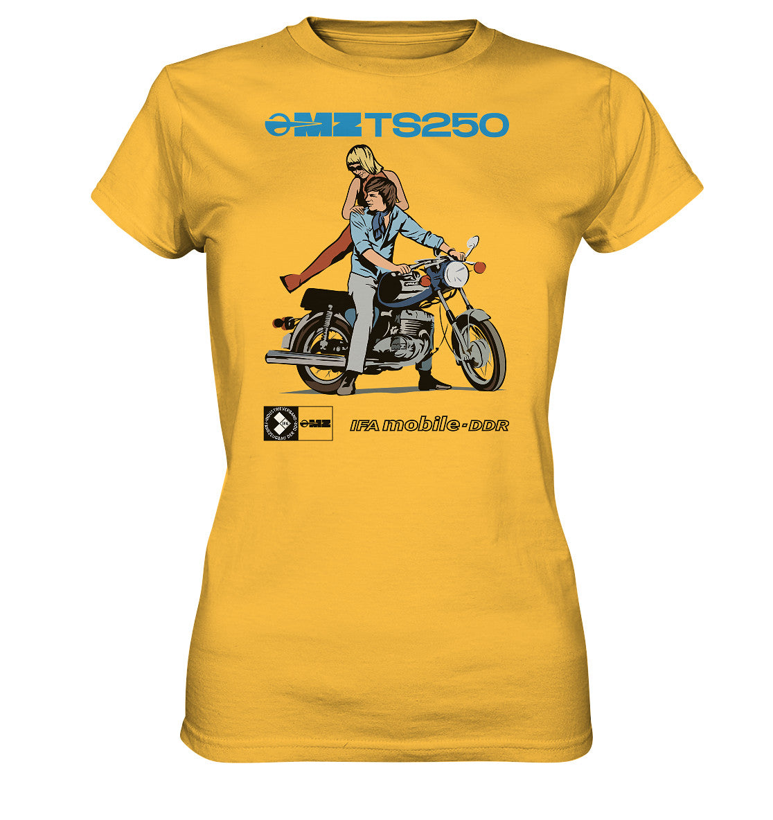DDR Ostalgie Shirt Mädels • MZ TS 250 BLAU (ORIGINAL DDR-PLAKAT)