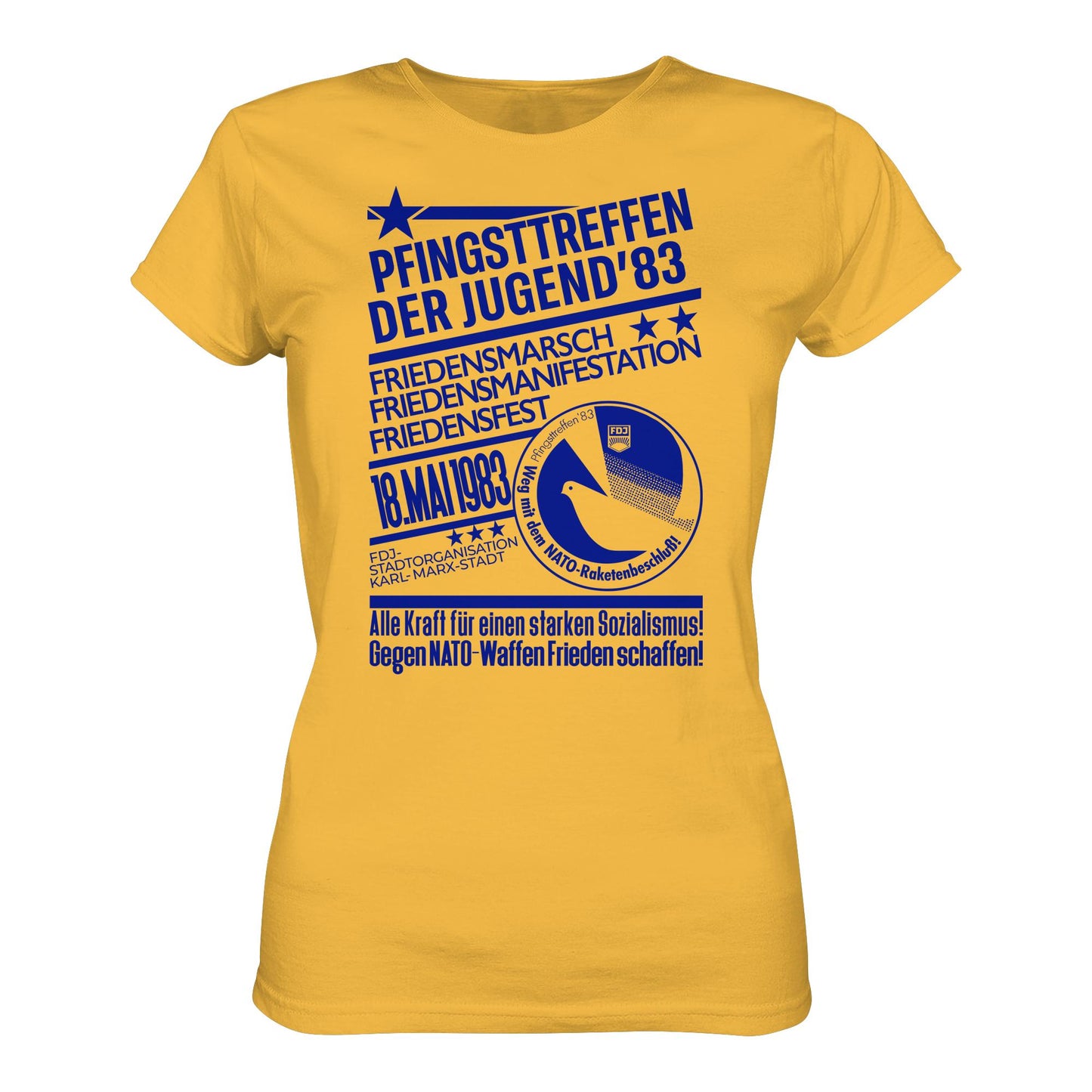 DDR Ostalgie Shirt Mädels • PFINGSTTREFFEN 1983 - GEGEN NATO-WAFFEN - ORIGINAL ILLUSTRATION