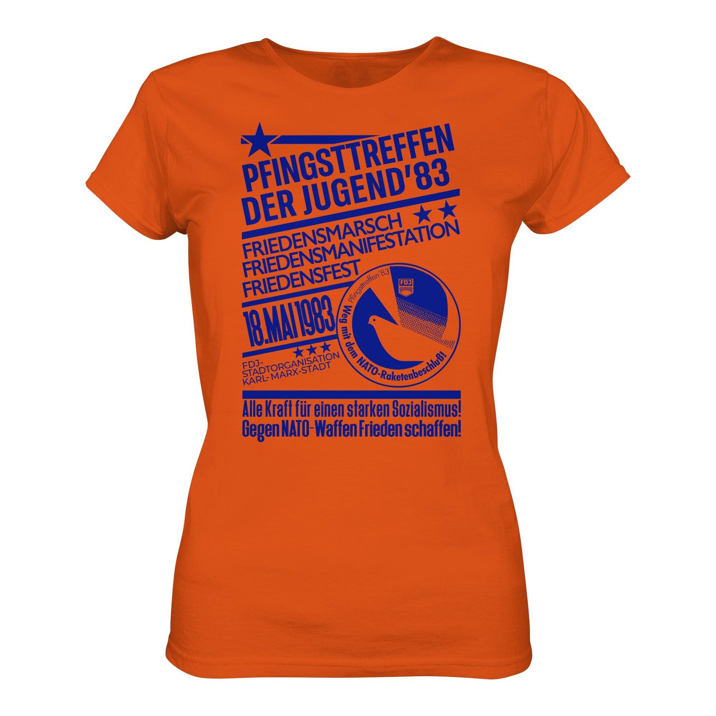 DDR Ostalgie Shirt Mädels • PFINGSTTREFFEN 1983 - GEGEN NATO-WAFFEN - ORIGINAL ILLUSTRATION