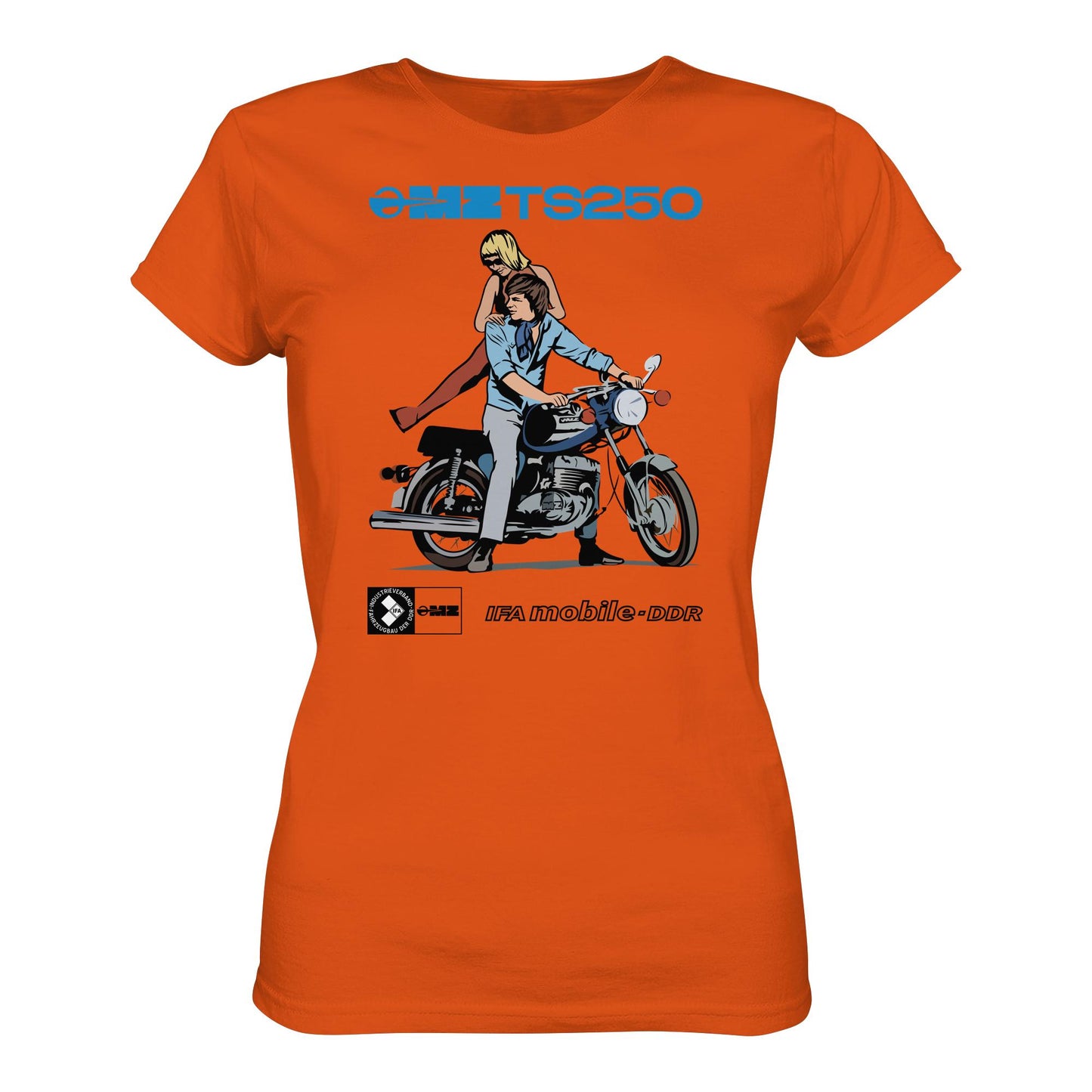 DDR Ostalgie Shirt Mädels • MZ TS 250 BLAU (ORIGINAL DDR-PLAKAT)