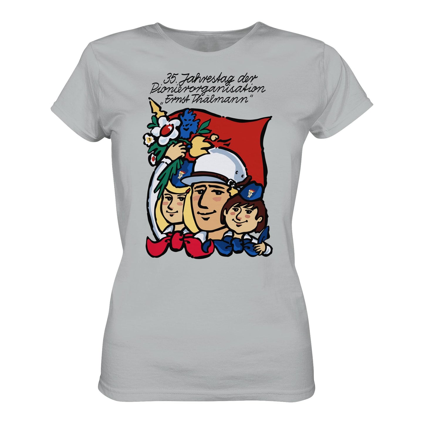 DDR Ostalgie Shirt Mädels • 35 JAHRE PIONIERORGANISATION ERNST THÄLMANN (ORIGINAL DDR-PLAKAT)