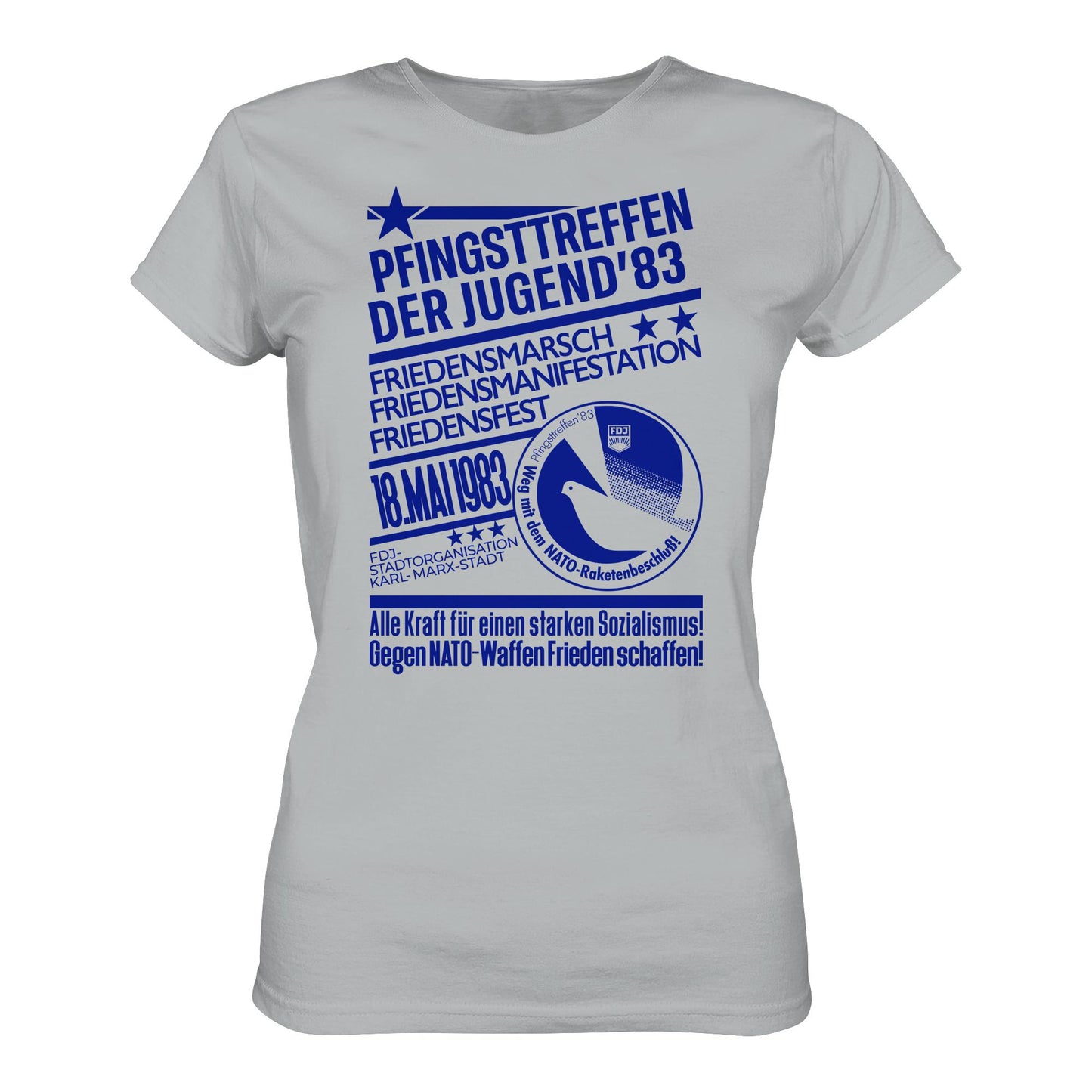 DDR Ostalgie Shirt Mädels • PFINGSTTREFFEN 1983 - GEGEN NATO-WAFFEN - ORIGINAL ILLUSTRATION