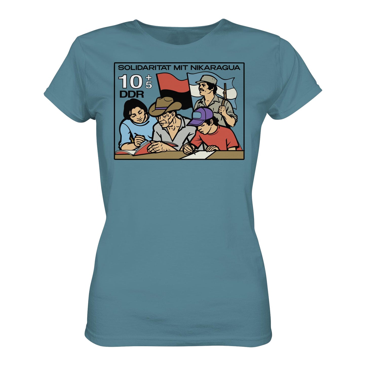 DDR Ostalgie Shirt Mädels • SOLIDARITÄT MIT NIKARAGUA (DDR-BRIEFMARKE)