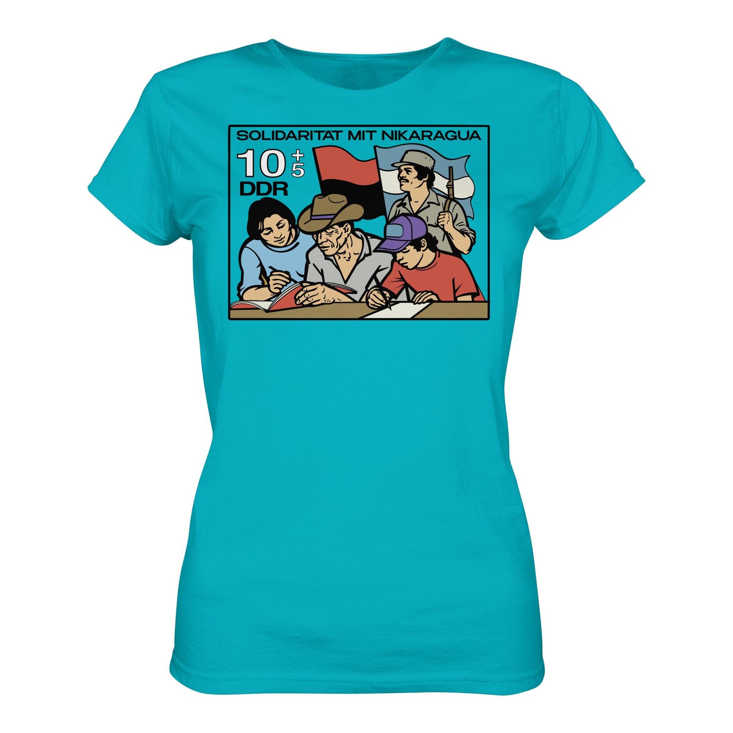 DDR Ostalgie Shirt Mädels • SOLIDARITÄT MIT NIKARAGUA (DDR-BRIEFMARKE)