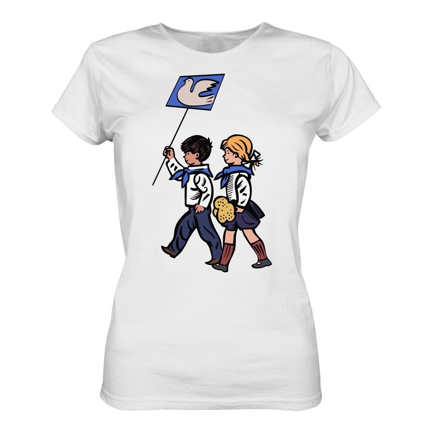 DDR Ostalgie Shirt Mädels • KLEINE WEISSE FRIEDENSTAUBE - ILLUSTRATION UNSERE FIBEL