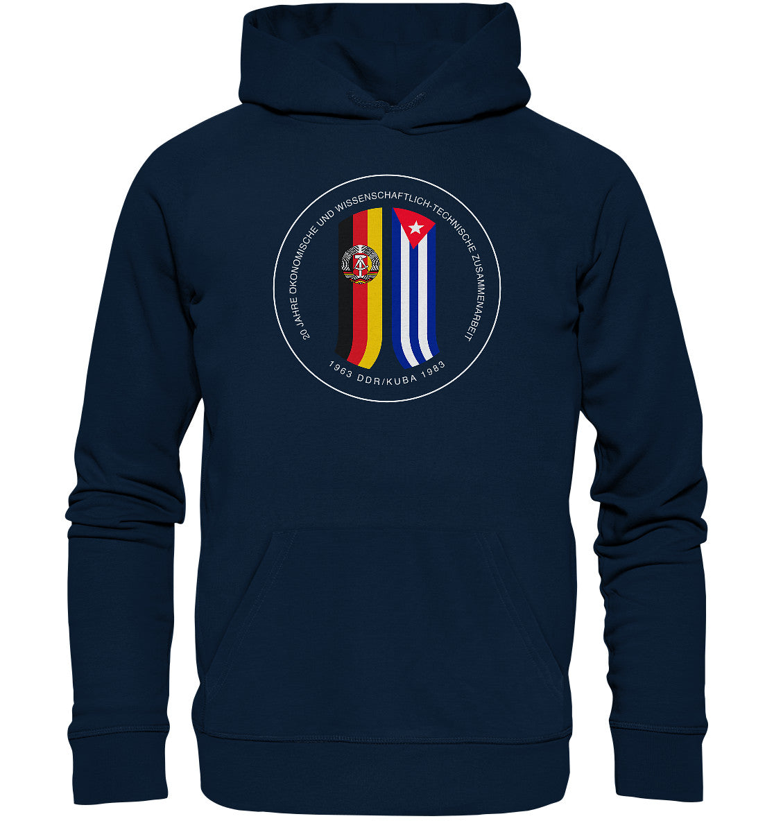 DDR Ostalgie Kapuze / Organic Hoodie Unisex • 20 JAHRE ZUSAMMENARBEIT DDR-KUBA