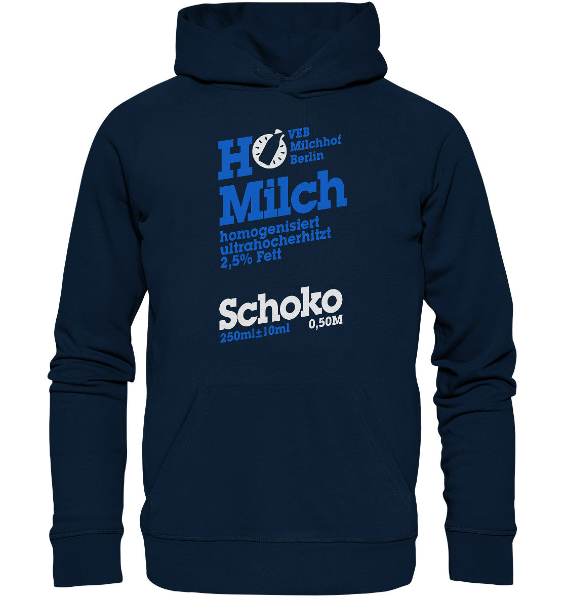 DDR Ostalgie Kapuze / Organic Hoodie Unisex • VEB MILCHHOF BERLIN - dunkel