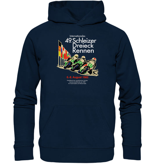 DDR Ostalgie Kapuze / Organic Hoodie Unisex • SCHLEIZER DREIECK-RENNEN DDR 1982