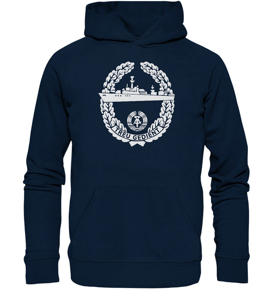 DDR Ostalgie Kapuze / Organic Hoodie Unisex • NVA-ORDEN - TREU GEDIENT - MARINE, SEESTREITKRÄFTE