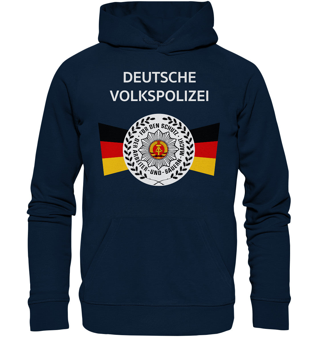 DDR Ostalgie Kapuze / Organic Hoodie Unisex • DEUTSCHE VOLKSPOLIZEI - ORIGINAL WIMPEL