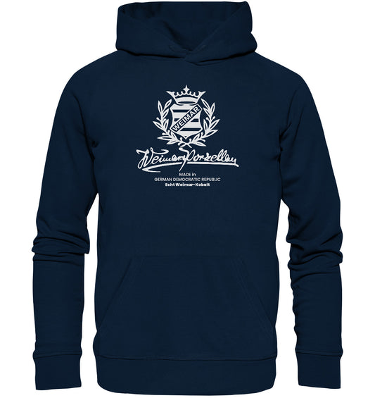 DDR Ostalgie Kapuze / Organic Hoodie Unisex • WEIMAR-PORZELLAN BLANKENHAIN monochrom