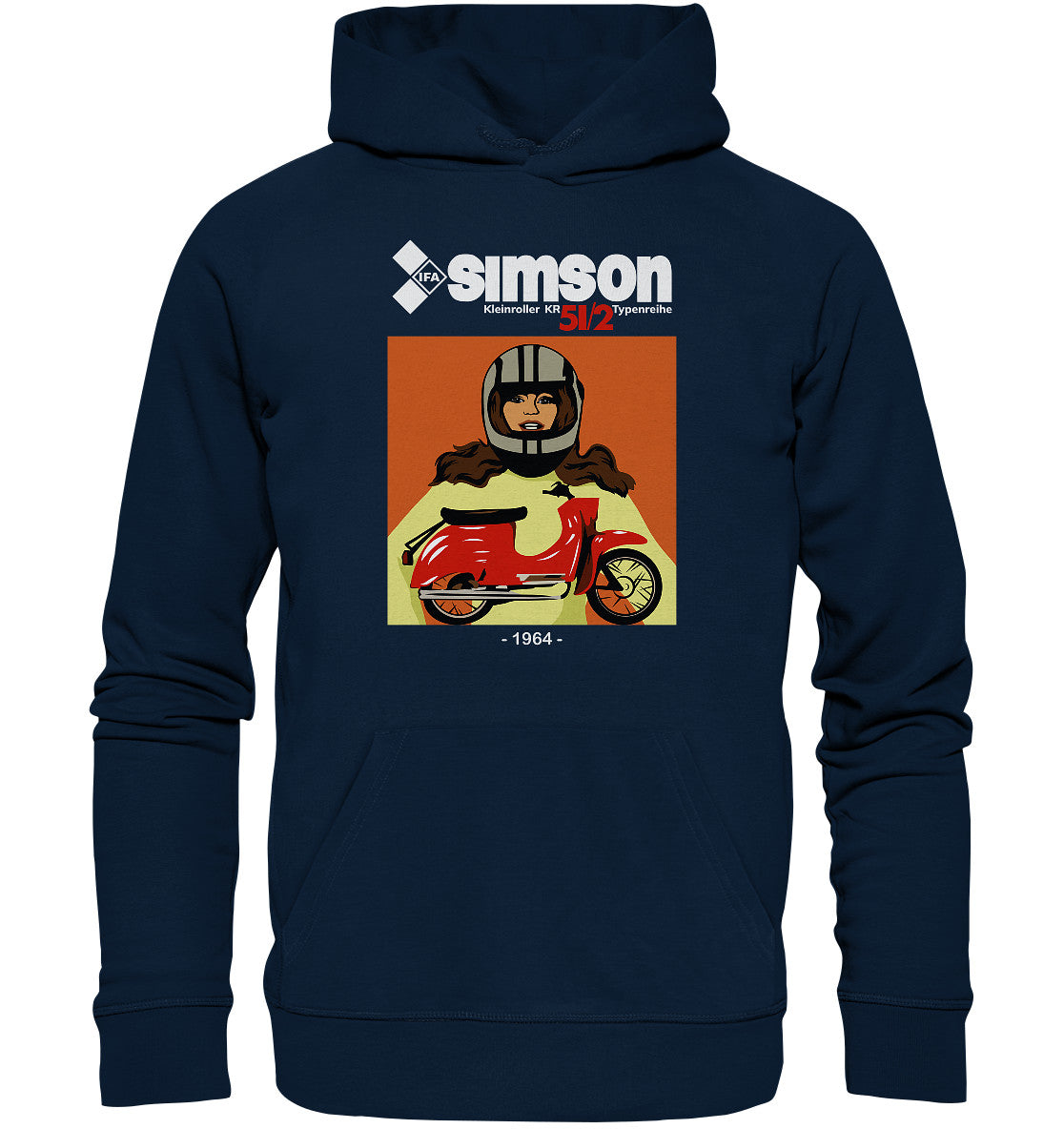 DDR Ostalgie Kapuze / Organic Hoodie Unisex • SIMSON SCHWALBE KR51-2 (1964)