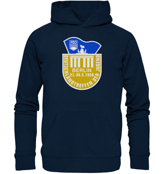 DDR Ostalgie Kapuze / Organic Hoodie Unisex • FDJ DEUTSCHLANDTREFFEN DER JUGEND - BERLIN 1950