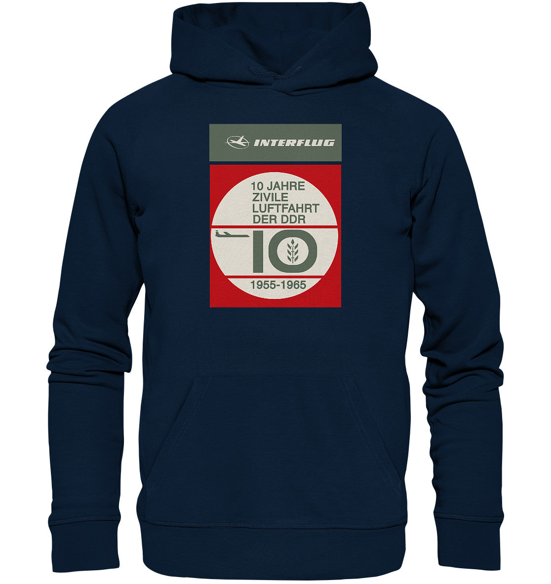 DDR Ostalgie Kapuze / Organic Hoodie Unisex • 10 JAHRE INTERFLUG
