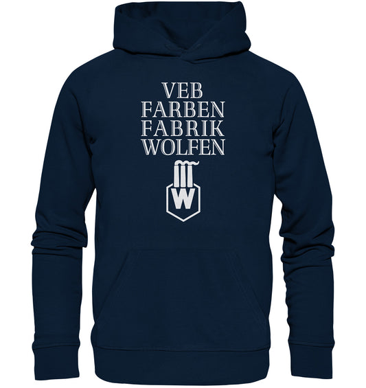 DDR Ostalgie Kapuze / Organic Hoodie Unisex • VEB FARBENFABRIK WOLFEN