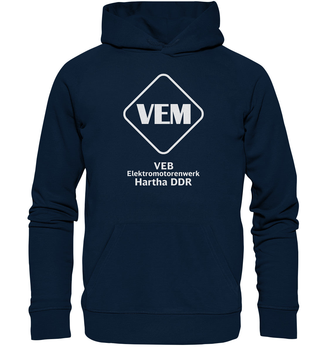 DDR Ostalgie Kapuze / Organic Hoodie Unisex • VEB ELEKTROMOTORENWERK HARTHA DDR