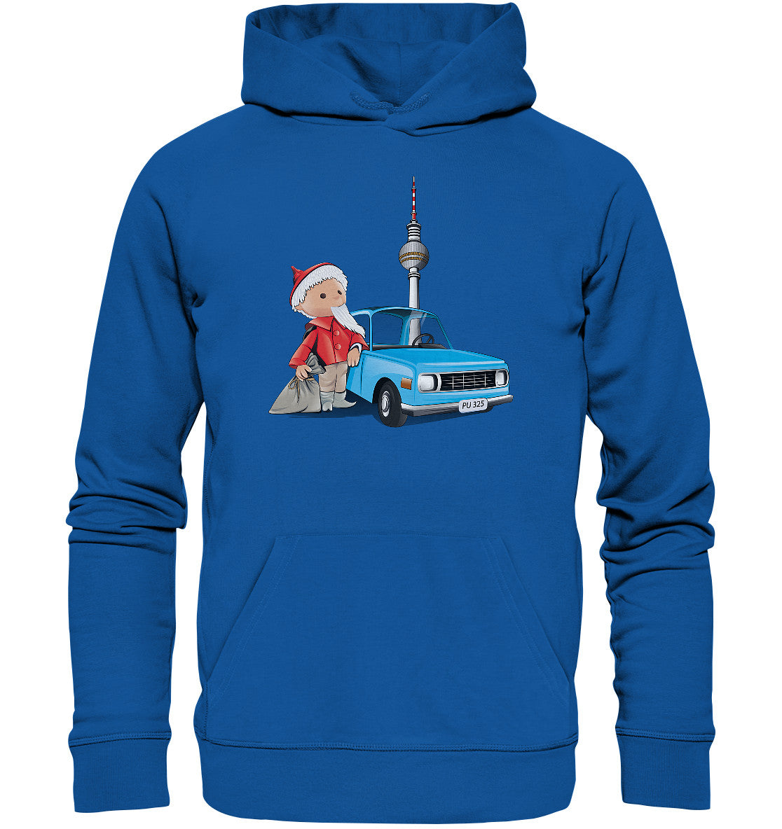 DDR Ostalgie Kapuze / Organic Hoodie Unisex • UNSER SANDMÄNNCHEN - MIT WARTBURG IN BERLIN (PU-325)