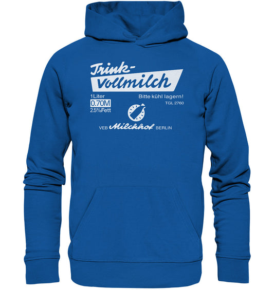 DDR Ostalgie Kapuze / Organic Hoodie Unisex • TRINK-VOLLMILCH - dunkel