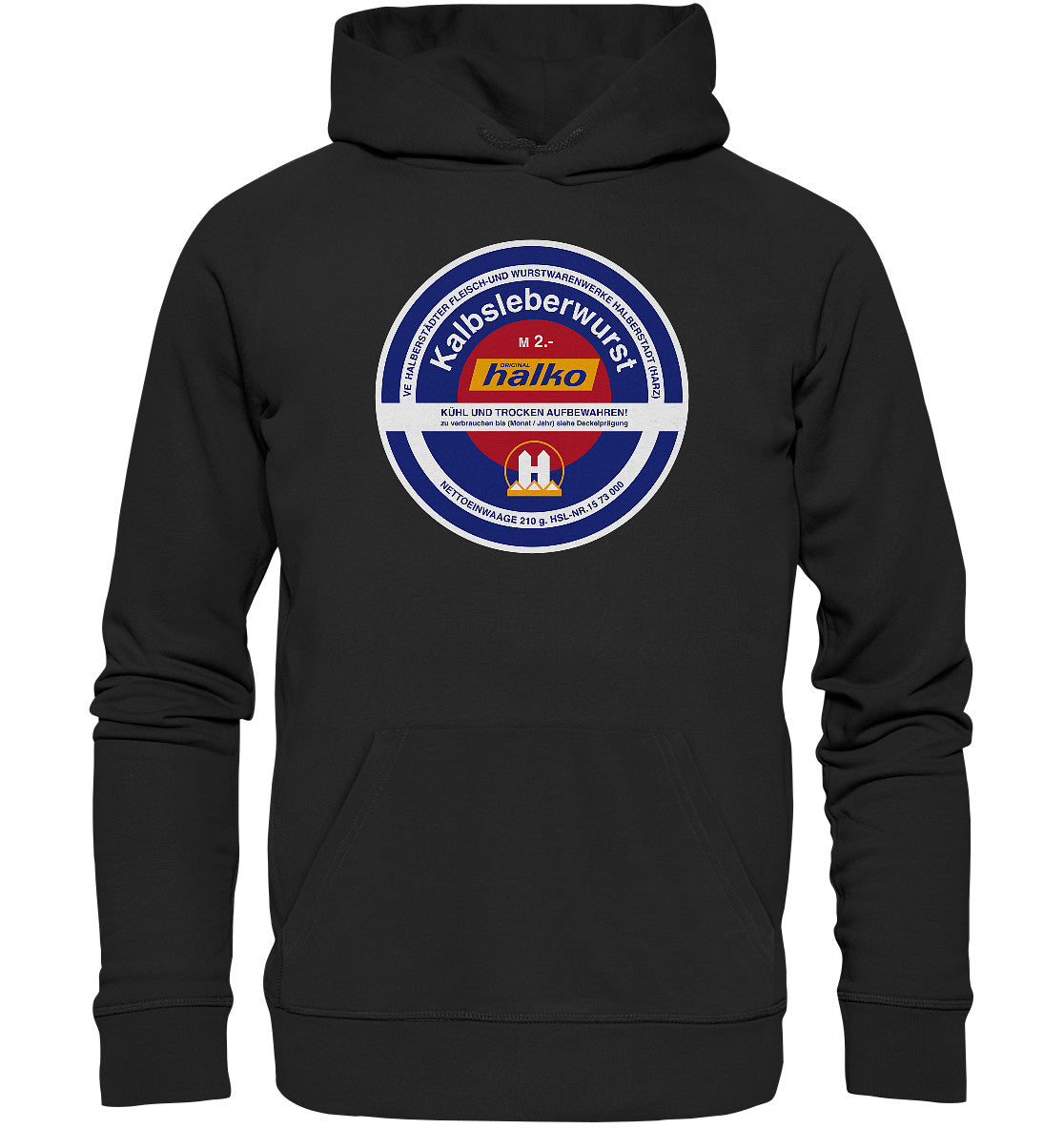 DDR Ostalgie Kapuze / Organic Hoodie Unisex • HALBERSTÄDTER WURSTWAREN - KALBSLEBERWURST