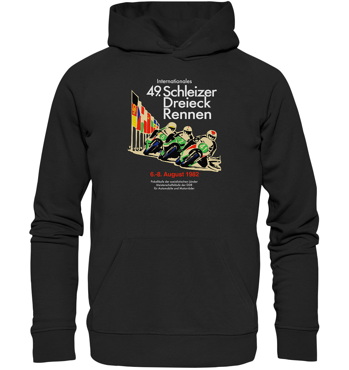 DDR Ostalgie Kapuze / Organic Hoodie Unisex • SCHLEIZER DREIECK-RENNEN DDR 1982
